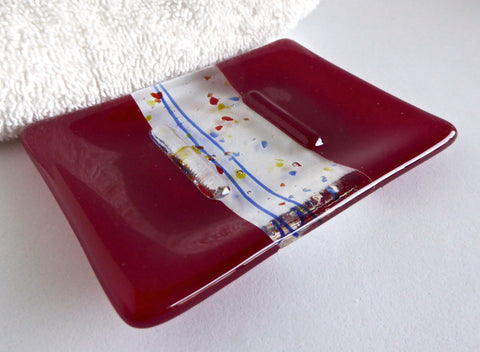 Fused Glass Soap Dish in Red