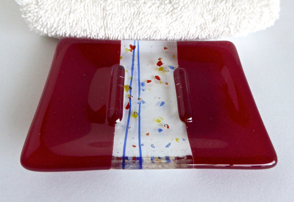 Fused Glass Soap Dish in Red