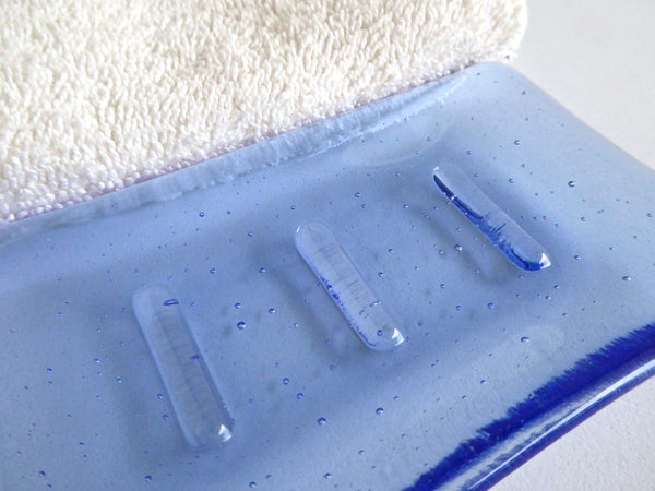 Fused Glass Soap Dish in Sapphire  Blue Tint