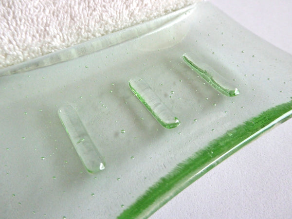 Fused Glass Soap Dish in Pale Green