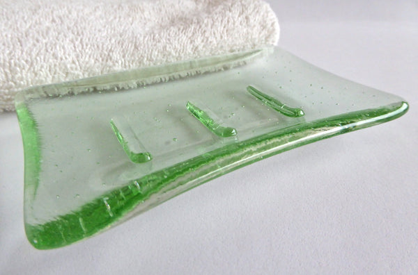 Fused Glass Soap Dish in Pale Green