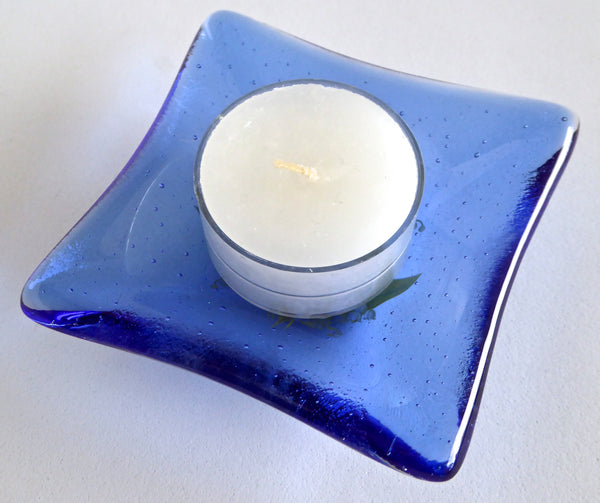 Fused Glass Lily of the Valley Ring Dish in Sky Blue