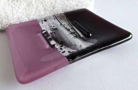 Fused Glass Soap Dish in Deep Plum