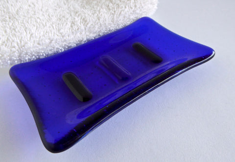 Fused Glass Soap Dish in Deep Royal Blue