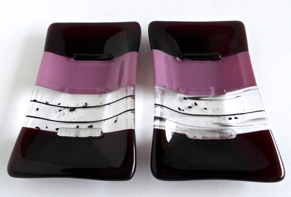 Fused Glass Soap Dish in Deep Plum