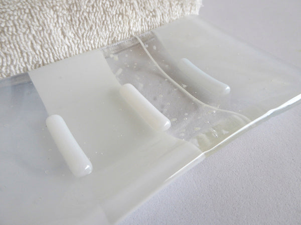 Fused Glass Soap Dish in Streaky and Opaque White