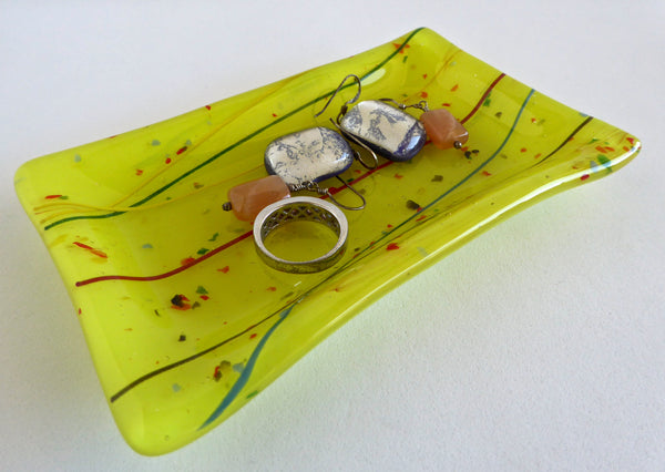 Fused Glass Festive Dish in Canary Yellow