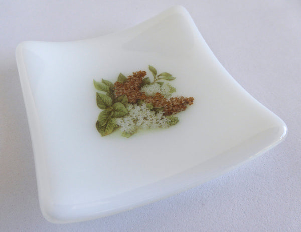 Lilac Fused Glass Small Plate in White