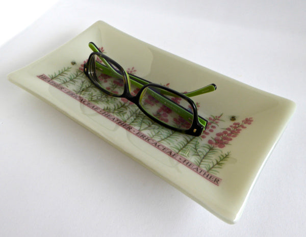 Fused Glass Heather Tray in Driftwood Gray