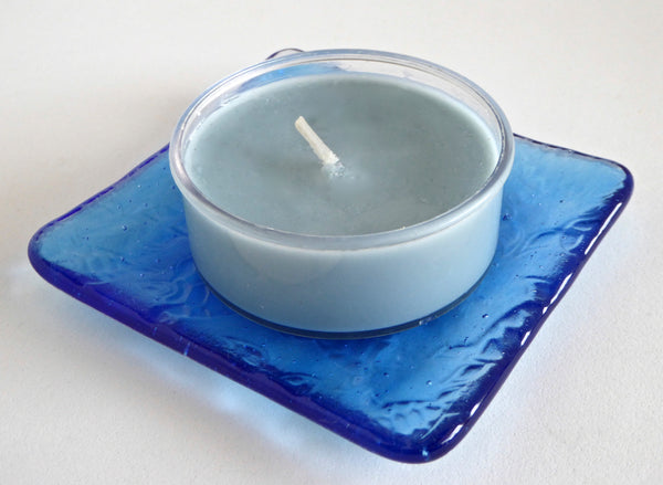 Fused Glass Turtle Imprint Plate in Blue