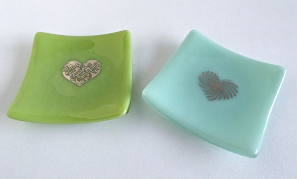 Fused Glass Heart Ring Dish in Robin's Egg Blue