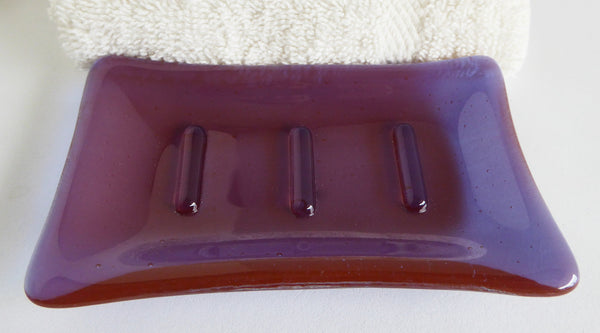 Fused Glass Soap Dish in Berry Pink
