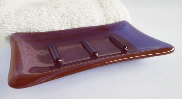 Fused Glass Soap Dish in Berry Pink