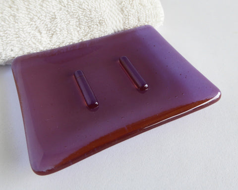 Berry Pink Fused Glass Soap Dish