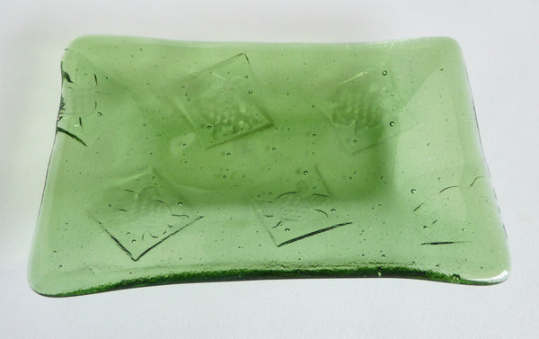 Fused Glass Turtle Imprint Dish in Pale Leaf Green