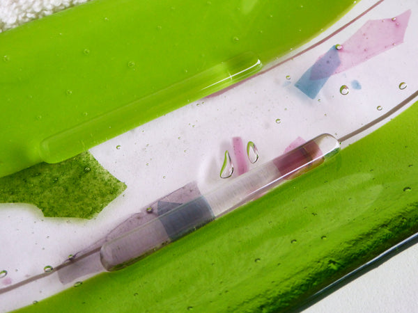 Large Fused Glass Soap Dish in Spring Green