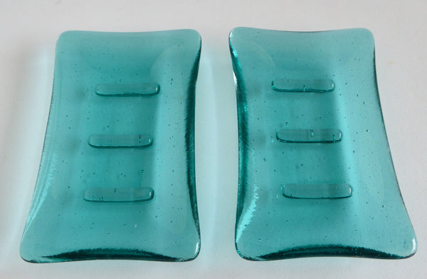 Fused Glass Soap Dish in Light Aqua