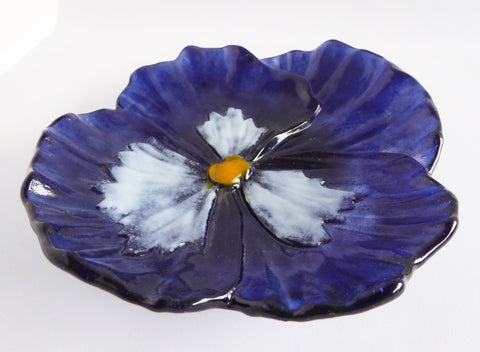 Periwinkle Fused Glass Pansy Dish