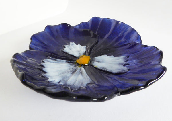 Periwinkle Fused Glass Pansy Dish