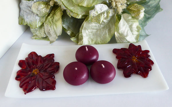 Fused Glass Poinsettia Tray in White and Red