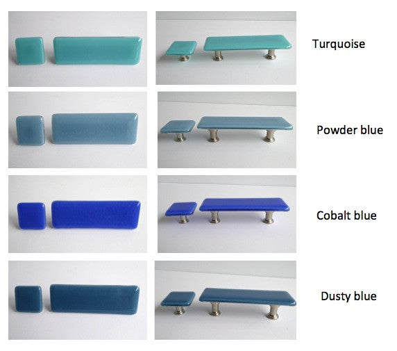 Blue Fused Glass Cabinet or Drawer Pulls-4