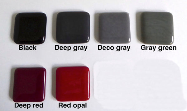 Fused Glass Cabinet or Drawer Pulls in Red, Black and Grays