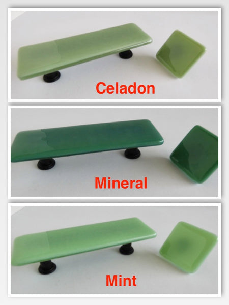 Green Fused Glass Cabinet Door Knobs