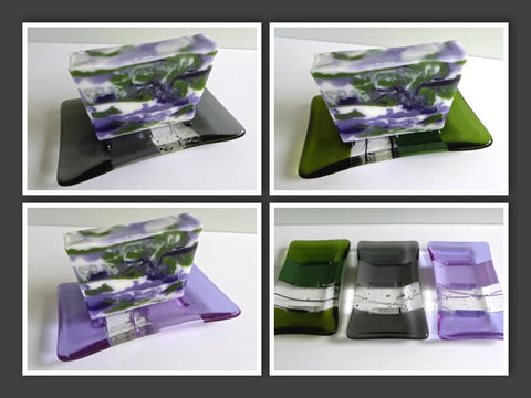 Fused Glass Soap Dish for Lavender Soap Gift Set-1