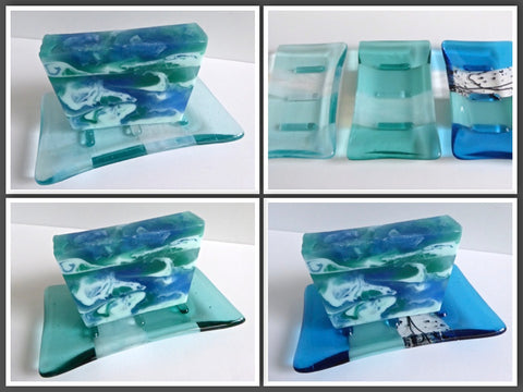 Fused Glass Soap Dish for "Ocean Mist Soap" Gift Set
